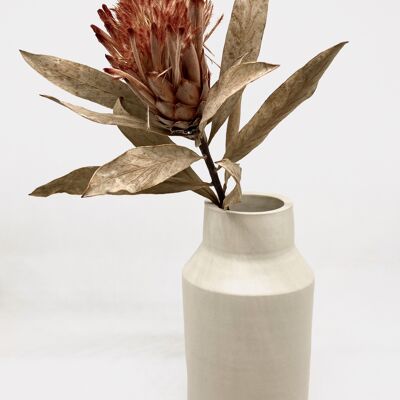 Steinzeugvase „Milchtopf“ mattbeige kleine handgefertigte Vase