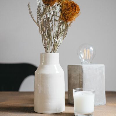 Steinzeugvase „Milchtopf“, kleine handgefertigte handwerkliche Vase