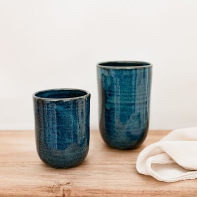 Seabed blue mug 9cm Artisanal handmade tea cup