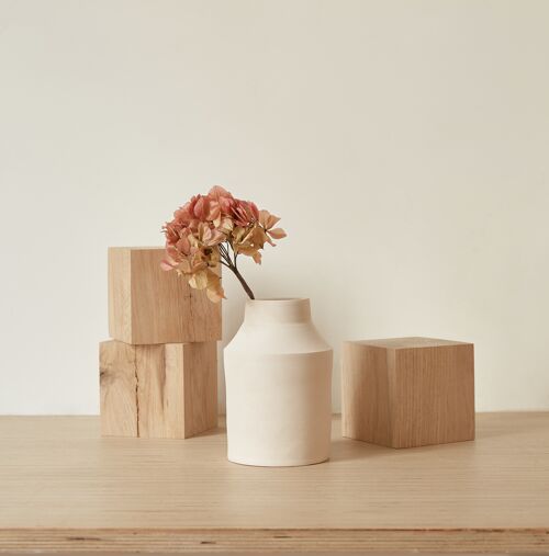 Vase "Pot de lait" brut Crème beige vase pour fleurs séchées artisanal fait main
