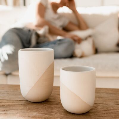 High cup Half White 11cm Handmade tea cup maxi cup