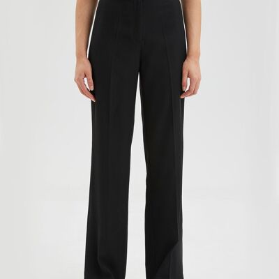 Slit-Leg Twill Black Trousers - Black - XL