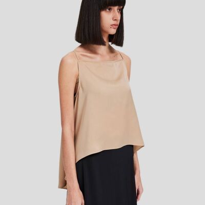 Square Neck Flared Cami Top - Light camel - S