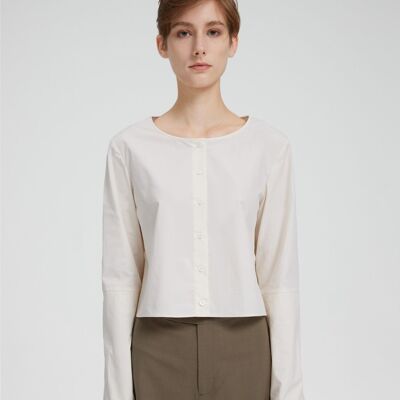 Button-up Cotton Top - Natural white - S