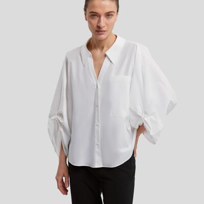 Rolled-Up Sleeve Shirt - White - S
