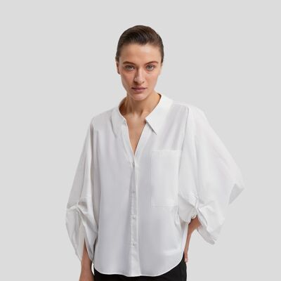 Rolled-Up Sleeve Shirt - White - M