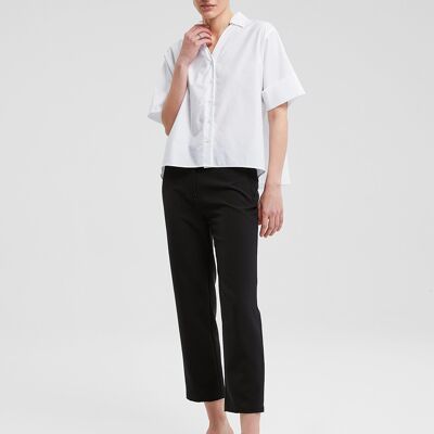 Folded Sleeve-End Shirt - White - L