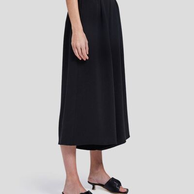 Flared Silk Skirt Trousers - Black - M