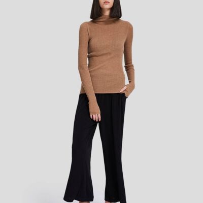 Pleated Wide-leg Cropped Trousers - Black - S