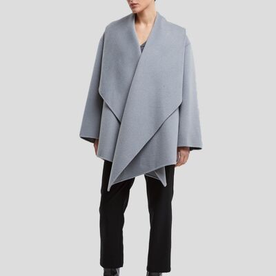 Draped Short Cashmere Coat - Grey - S