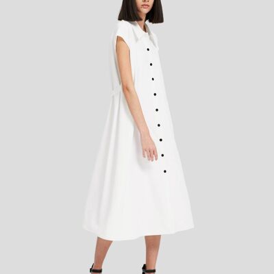 Back Strap Shirt Dress - White - S