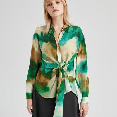 Belted Abstract-Print Shirt - Abstract print - S