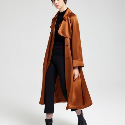 Double-Breasted Trench Coat - Amber - XS