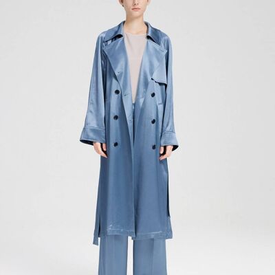 Double-Breasted Trench Coat - Cerulean blue - XS