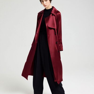 Double-Breasted Trench Coat - Ruby - S