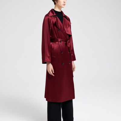 Double-Breasted Trench Coat - Ruby - M