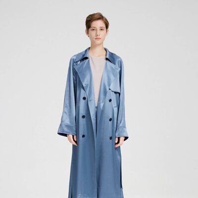 Double-Breasted Trench Coat - Cerulean blue - M