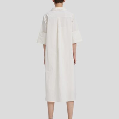 Jersey A-line Shirt Dress - Natural white - S