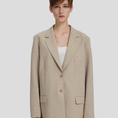 Single Breasted Blazer with Decorative Buttons - Sage green - L