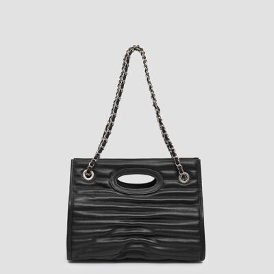 Modern Chain Shoulder Bag - Black