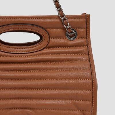 Modern Chain Shoulder Bag - Brown