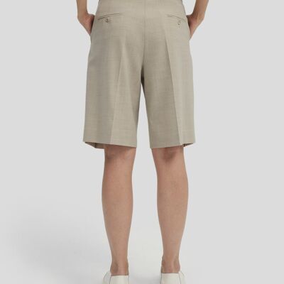 Pleated Bermuda Wool-Blend Shorts - Sage green - L