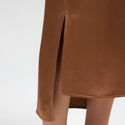 Split Midi Skirt - Dark brown - L