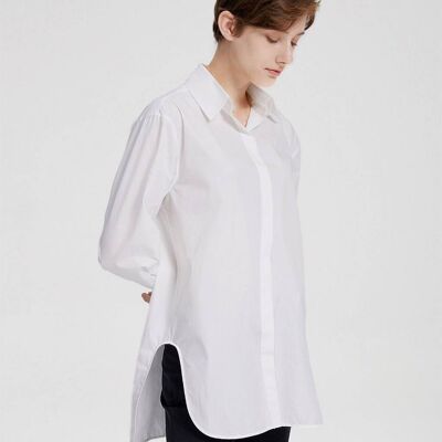 Clean Cotton Shirt With Removable Collar - White - S