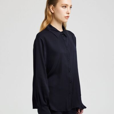 Silk Black Poet Shirt - Black - L