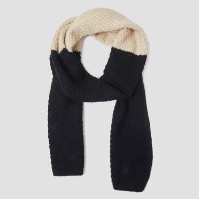 Contrasting Knit Scarf - Black - OS