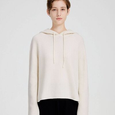 Cashmere Hooded Jumper - Natural white - M