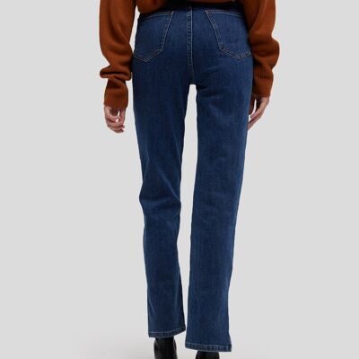 Straight Slit Hem Jeans - Dark blue - XL