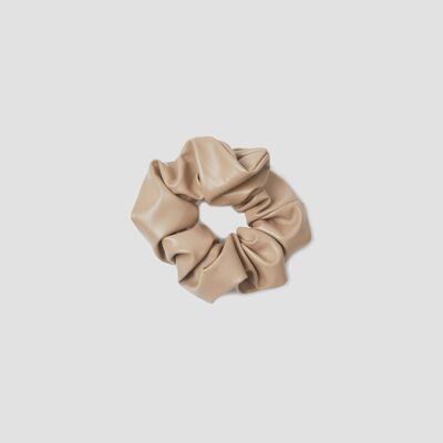 Faux Leather Scrunchie - Brown - OS