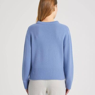 Cashmere Knitwear With Rib Detail - Cerulean blue - XL