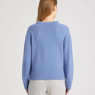 Cashmere Knitwear With Rib Detail - Cerulean blue - L