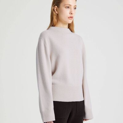 Cashmere Knitwear With Rib Detail - Vanilla - S