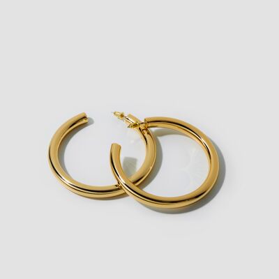 Large Tube Hoops - Gold