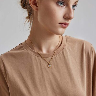 Stone Zircon Necklace - Gold