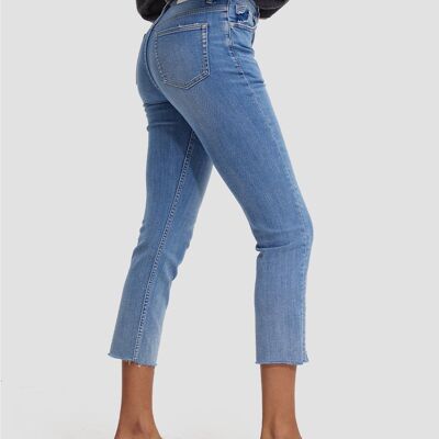 Cropped High-waist Slim Jeans - Blue - XS
