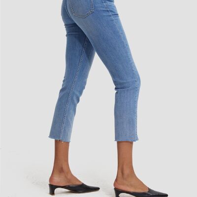 Cropped High-waist Slim Jeans - Blue - M