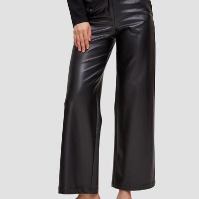 PU Leather Straight Pants - Black - XL