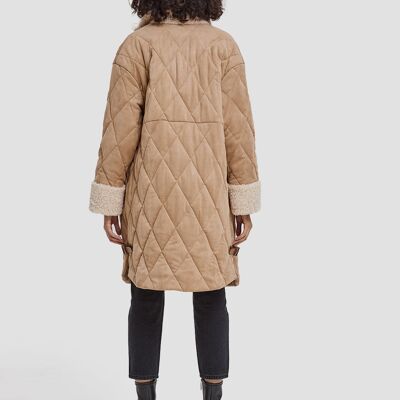 Straps-front Cotton Padded Coat - Light apricot - M