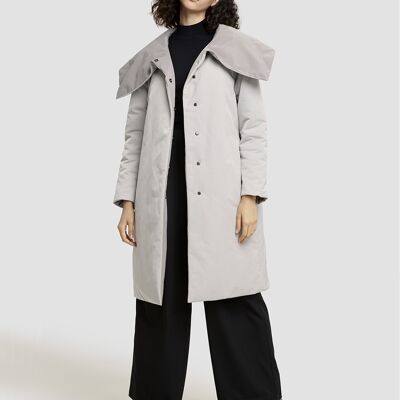 Statement Collar Cotton Padded Coat - Light gray - XL