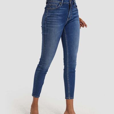 Cropped Medium Wash Skinny Jeans - Blue - XL
