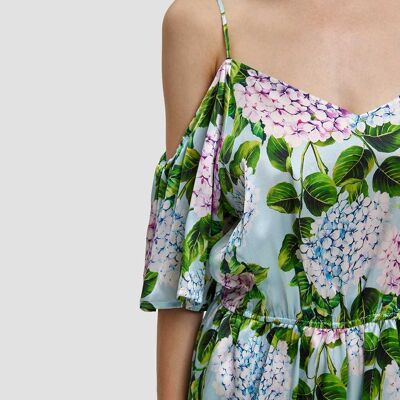 Floral Should-Detailed Jumpsuit - Green - XL