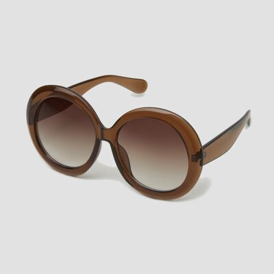 Oversized Round Sunglasses - Brown - OS