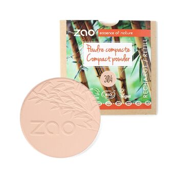 ZAO, Poudre Compacte Økologisk, 304 Cappucino, Recharge, 9 g 2