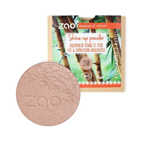 ZAO, Økologisk Shine-up Powder, 310 Pink Champagne, Refill, 9 g