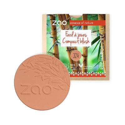 ZAO, Økologisk Compact Blush, 324 Rosso mattone, Ricarica, 9 g