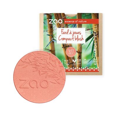 ZAO, Økologisk Compact Blush, 327 Coral Pink, Refill, 9 g